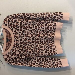 Express Animal Print Knitted Sweater Size Medium Leopard Crew Neck